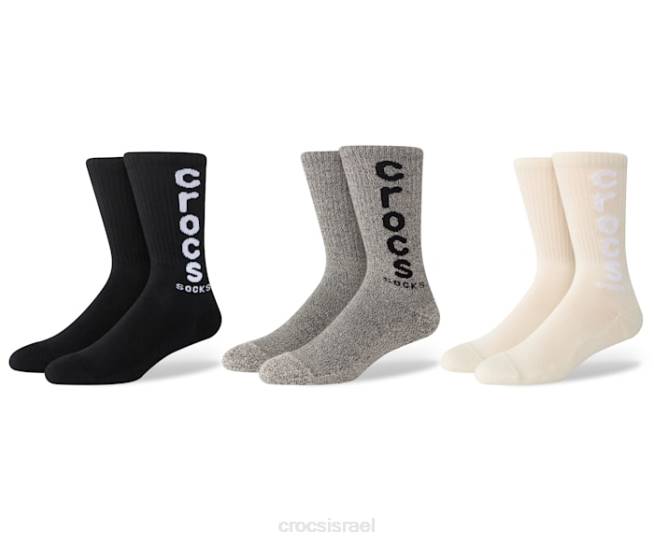 גרביים il Crocs לִשְׁנֵי הַמִינִים גרביים לוגו צוות 3 חבילות עצם/שחור 2DZ4376