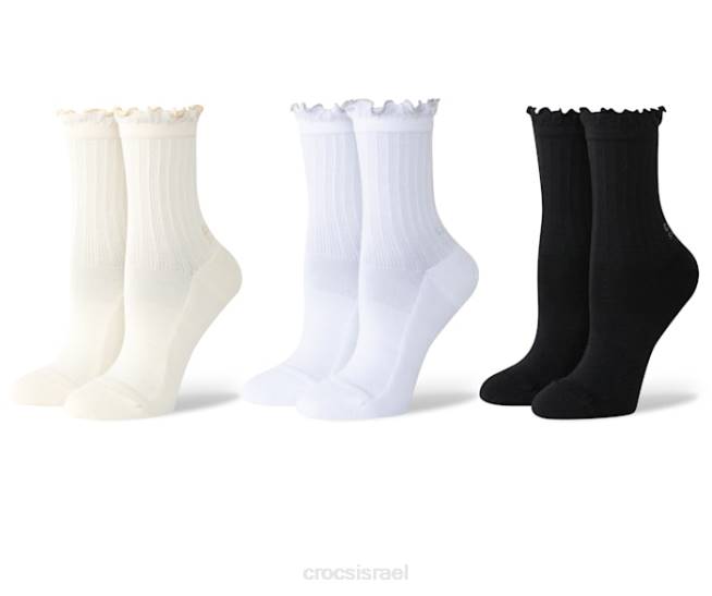 גרביים il Crocs לִשְׁנֵי הַמִינִים גרביים סלסול קרסול 3 חבילה עצם/שחור 2DZ4383