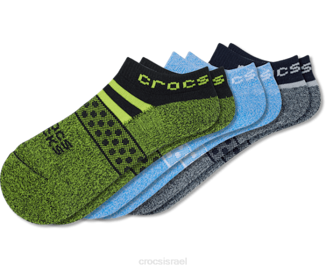 גרביים il Crocs לִשְׁנֵי הַמִינִים גרביים נמוכה מסיבת בריכה 3 חבילה כחול ירוק 2DZ4405