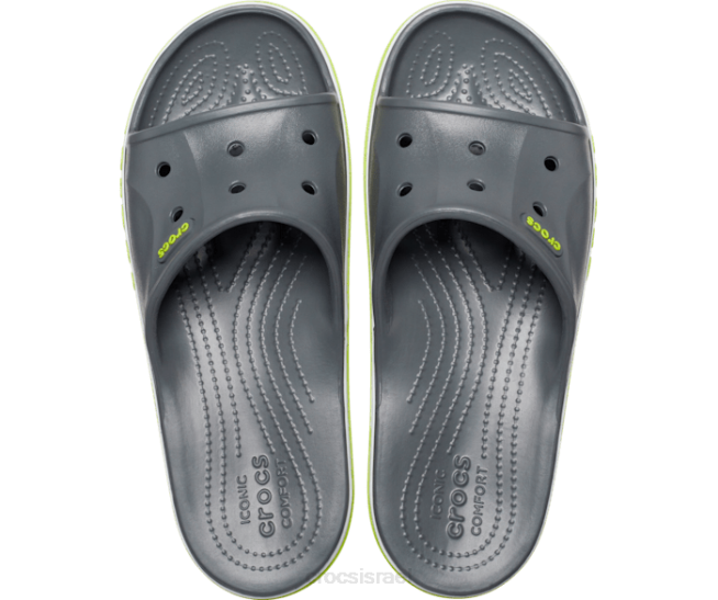 נעליים il Crocs גברים מגלשת bayaband אגרוף אפור צפחה/ליים 2DZ4452