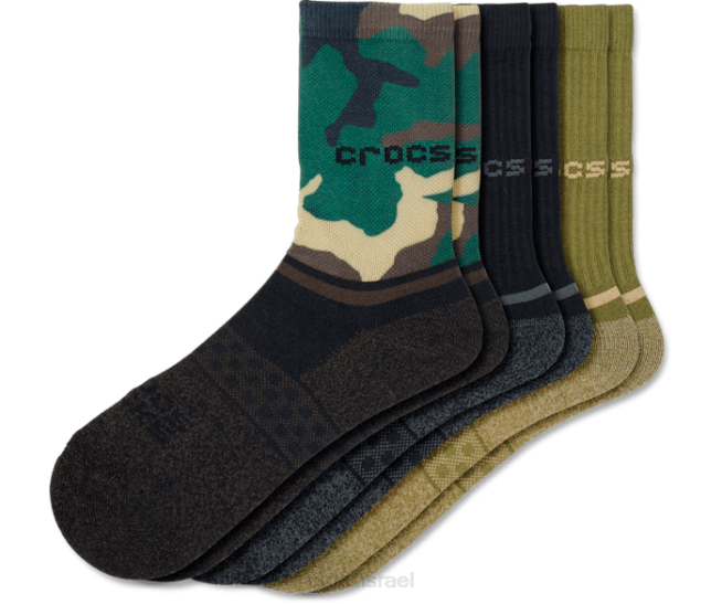 גרביים il Crocs לִשְׁנֵי הַמִינִים socks crew ירוק עד 3 חבילות שחור/קאמו 2DZ4398