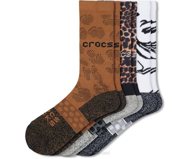 גרביים il Crocs לִשְׁנֵי הַמִינִים socks crew animal remix 3 חבילות שחור/רב חיות 2DZ4408