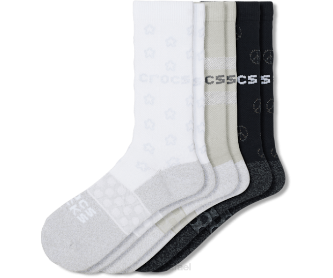 גרביים il Crocs לִשְׁנֵי הַמִינִים socks crew cyber shine 3 חבילות לבן/שחור מבריק 2DZ4410