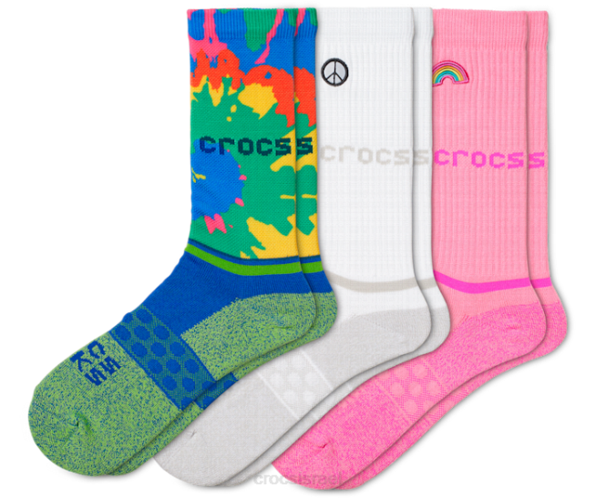 גרביים il Crocs לִשְׁנֵי הַמִינִים socks crew graphic 3 חבילה צבע ורוד חשמלי 2DZ4409